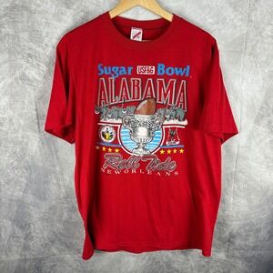 Vtg 1993 Alabama Crimson Tide Sugar Bowl Roll Tide T-Shirt Red Jerzees Mens XL